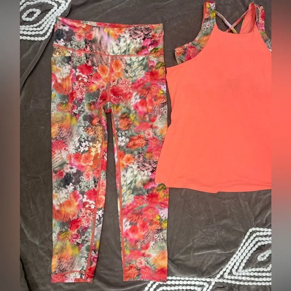 Athleta Girl Orange floral Outfit